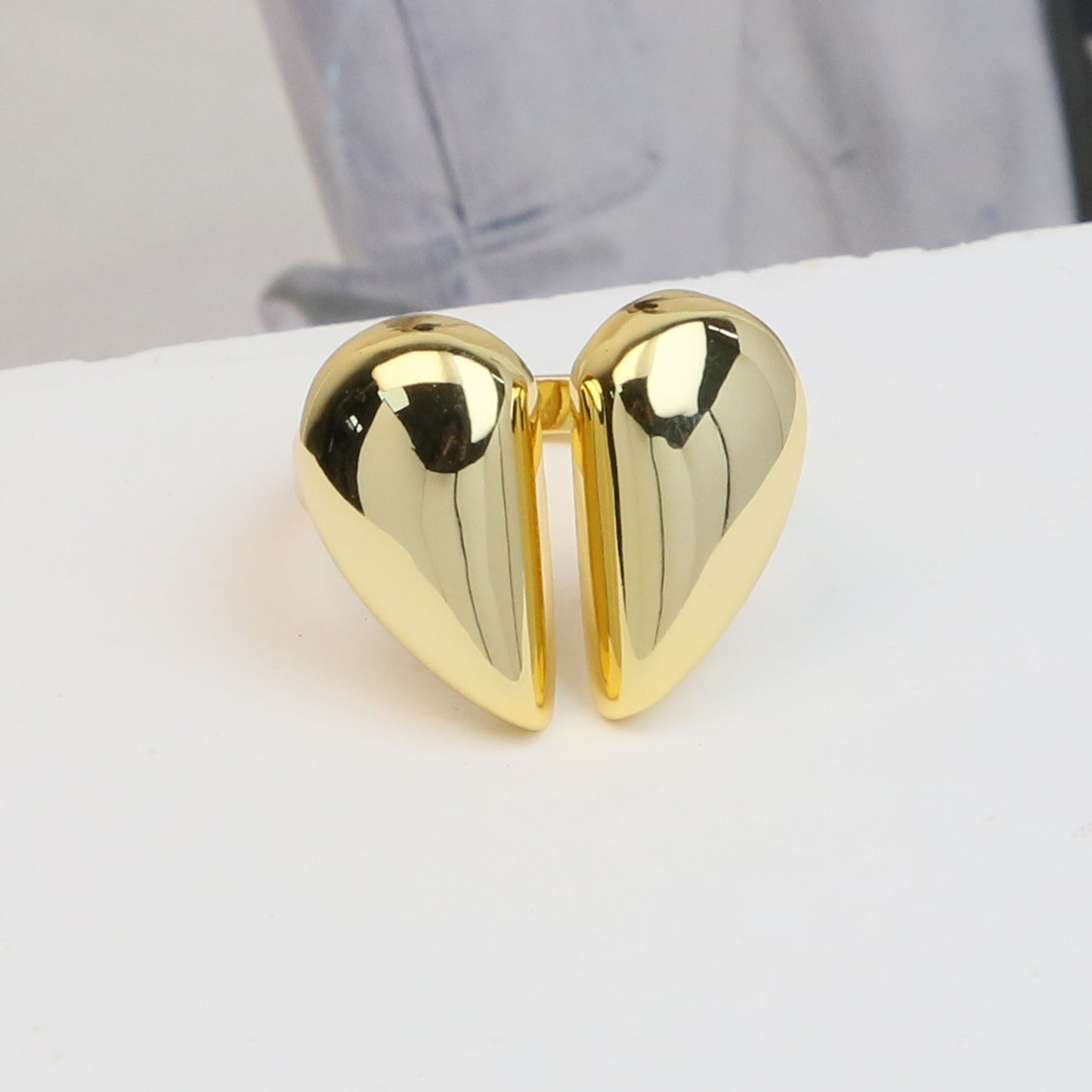 Brass Valentine's Day Glossy Heart Shape Peach Heart Ring