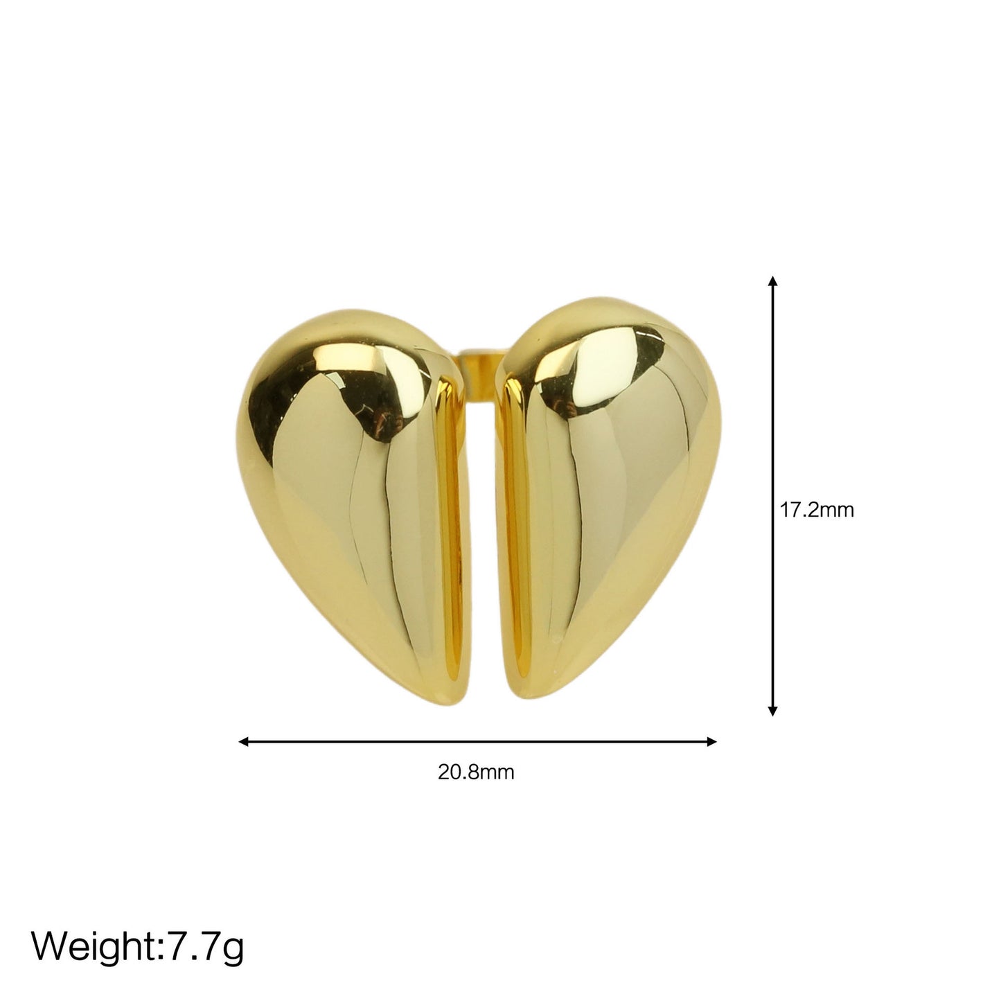 Brass Valentine's Day Glossy Heart Shape Peach Heart Ring