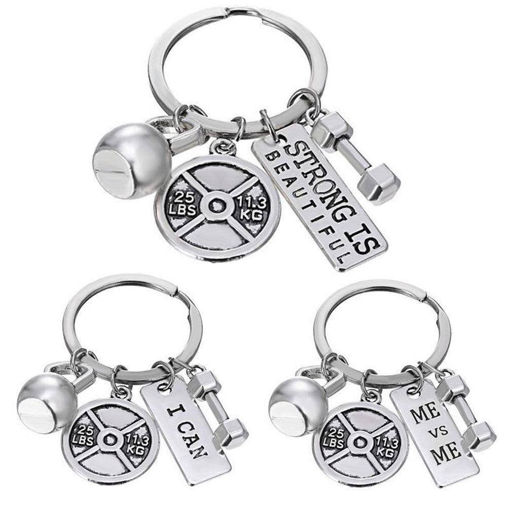 Sports Strength Dumbbell Barbell Kettlebell Key Ring